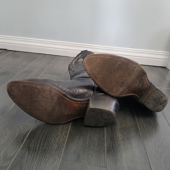 TONY LAMA Vintage Black Western Leather Cowboy Boots Womens Size 8.5 - Picture 7 of 10